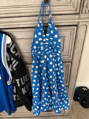 Blue Polka Dot Halter Kids Dress